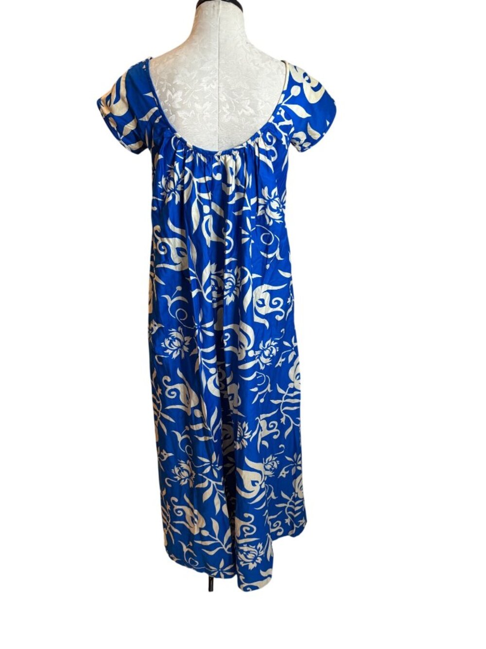 Paradise Hawaii Womens Maxi Dress Size Medium Tropical Blue Pullover Vintage - Picture 3 of 14